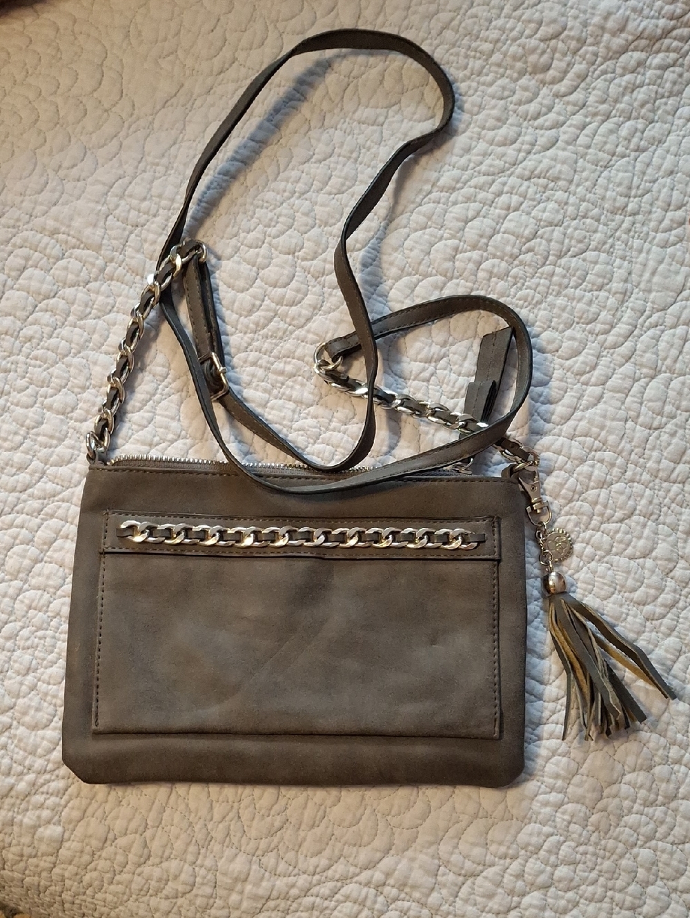 Jessica Simpson Gray Crossbody with Chain and Tassel